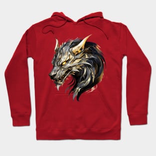 Black and Gold Dragon Head Hoodie